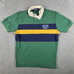 Vintage Polo Ralph Lauren Rugby Shirt Mens M Striped Short Sleeve Canoe Crest